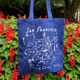 SF DENIM MAP TOTE BAG