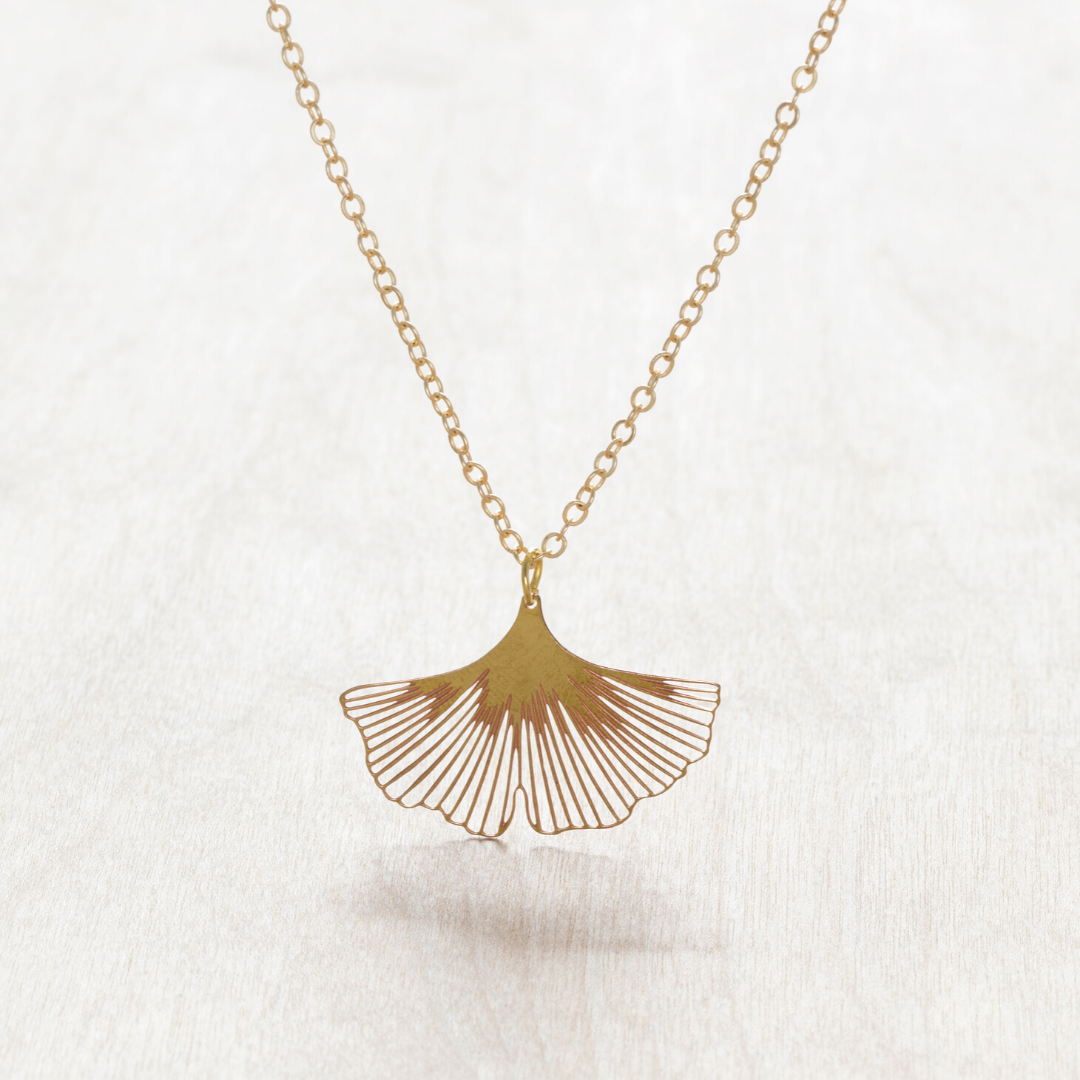 Ginkgo Necklace Close Up