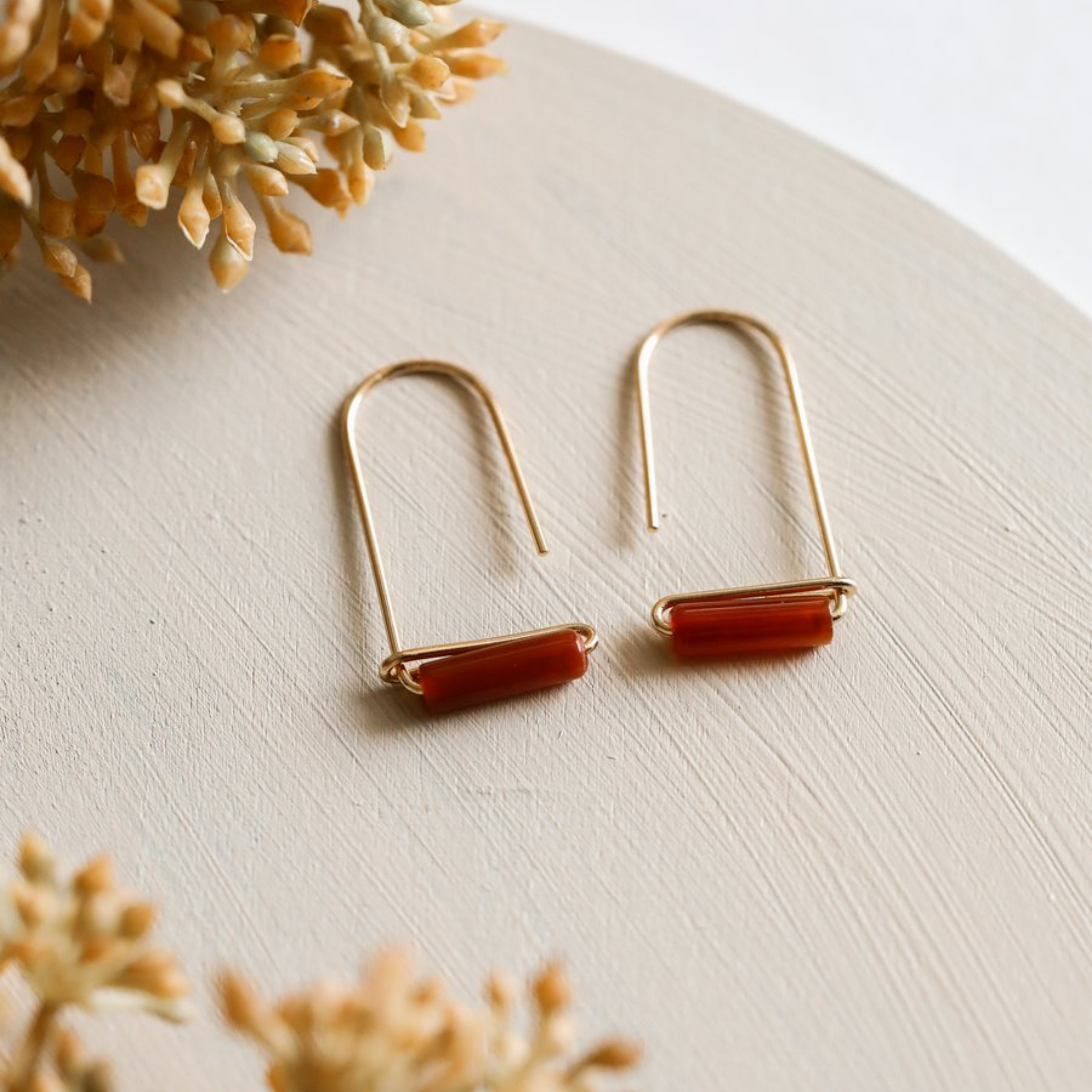 Carnelian Agate Gemstone Drop Earrings