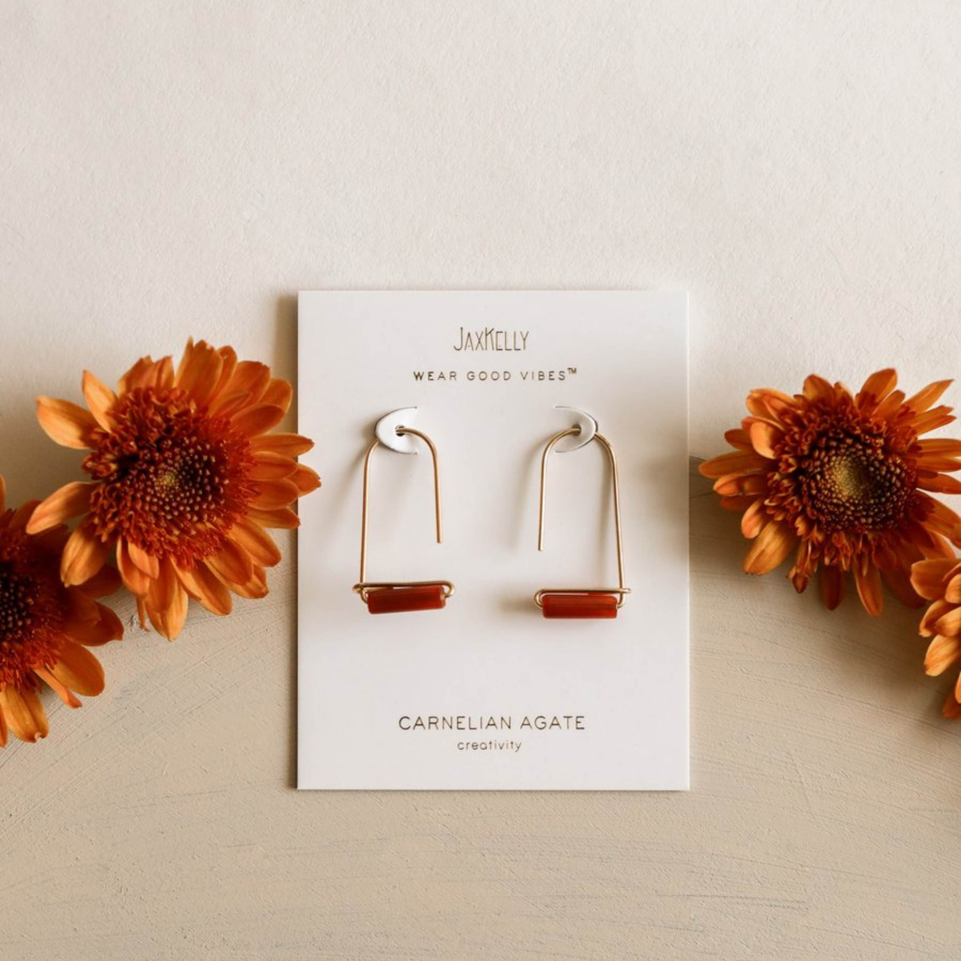 Carnelian Agate Gemstone Drop Earrings