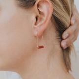 Carnelian Agate Gemstone Drop Earrings on Model