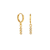 THREE CRYSTAL BAR HUGGIE HOOP EARRINGS