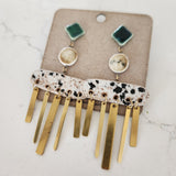 GREEN & INK SPOT TASSEL EARRINGS