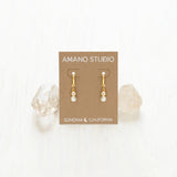PEARL WITH CRYSTAL HUGGIE HOOP EARRINGS