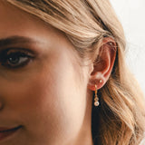 PEARL WITH CRYSTAL HUGGIE HOOP EARRINGS