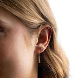 THREE CRYSTAL BAR HUGGIE HOOP EARRINGS