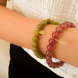 MALA BEADED BRACELET - STRAWBERRY QUARTZ
