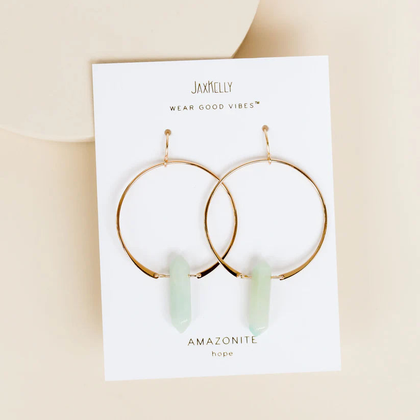 AMAZONITE GEMSTONE HOOPS