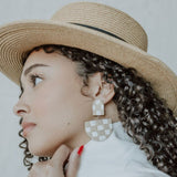 SPECKLED BLONDE CHECKERBOARD EARRINGS