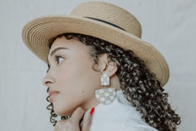 Load image into Gallery viewer, SPECKLED BLONDE CHECKERBOARD EARRINGS
