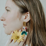TIERED RAINBOW + EMERALD ARCH EARRINGS