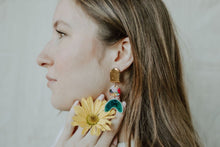 Load image into Gallery viewer, TIERED RAINBOW + EMERALD ARCH EARRINGS
