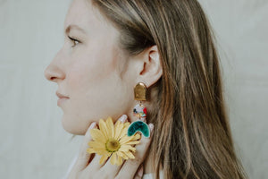TIERED RAINBOW + EMERALD ARCH EARRINGS
