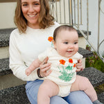 JEN KINDELL GOLDEN POPPY BABY ONESIE
