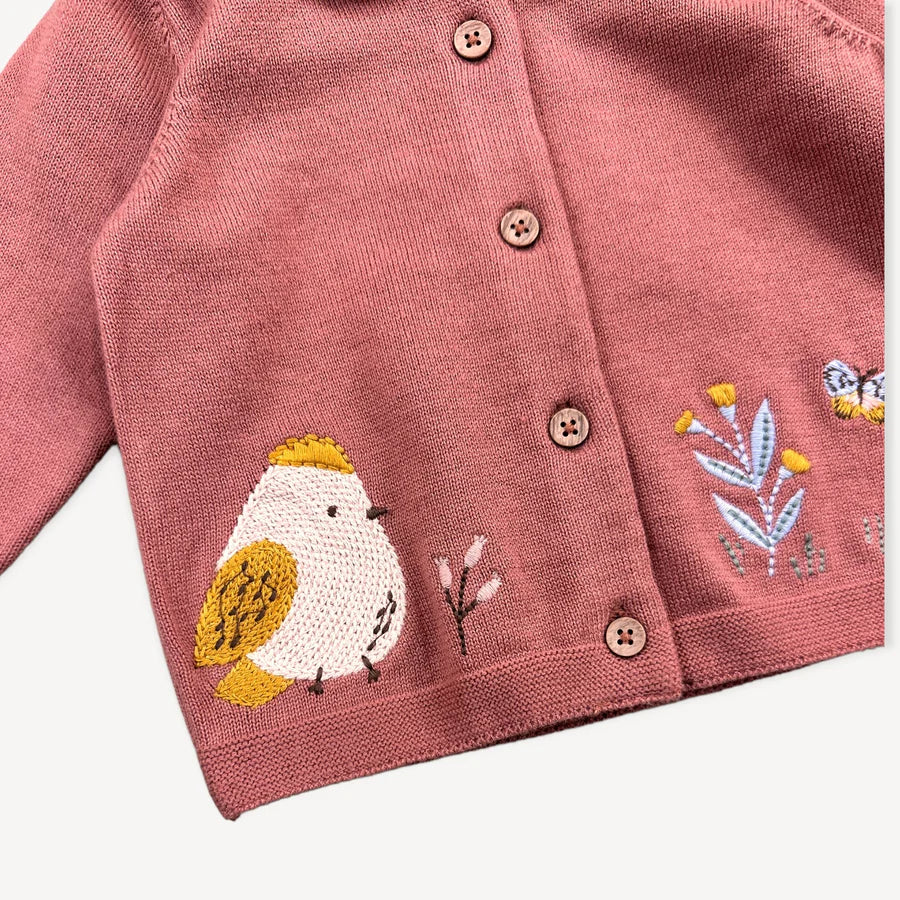 FLORAL BIRD KNIT CARDIGAN FOR BABY