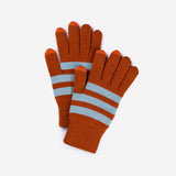 STRIPED TOUCHSCREEN GLOVES IN RUST