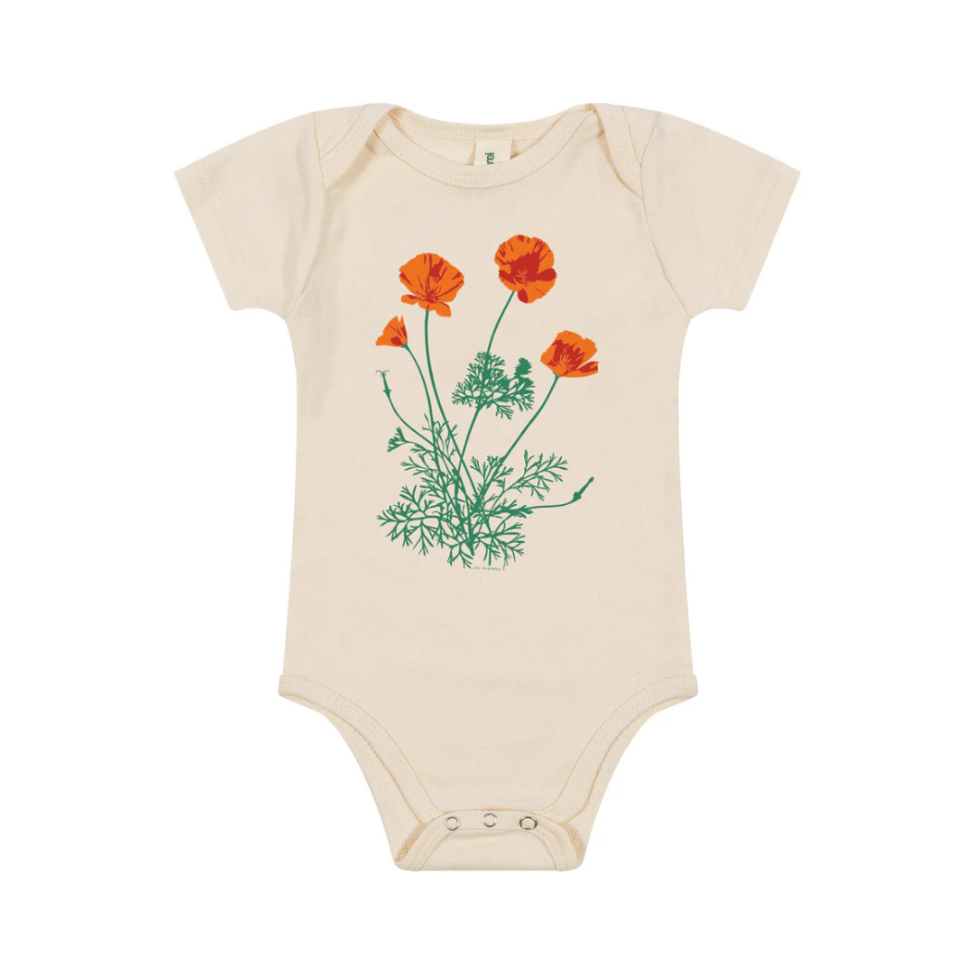 JEN KINDELL GOLDEN POPPY BABY ONESIE