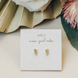 WHITE CZ OFFSET TRIO EARRINGS