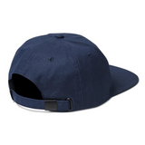 back view of blue cap showing the slider clasp detail. 