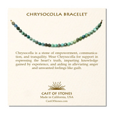 Bracelet displayed on a tan information card. There is information on the stones and a company logo centered under the information.
