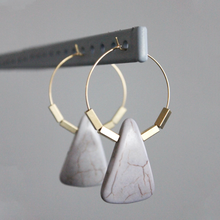 Load image into Gallery viewer, MAGNESITE TRIANGLE STONE HOOPS
