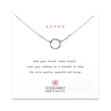 Load image into Gallery viewer, KARMA NECKLACE STERLING SILVER ON CARD
