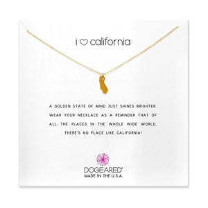 i love california necklace in gold on card
