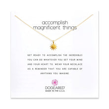 Load image into Gallery viewer, accomplish magnificent things necklace gold on card
