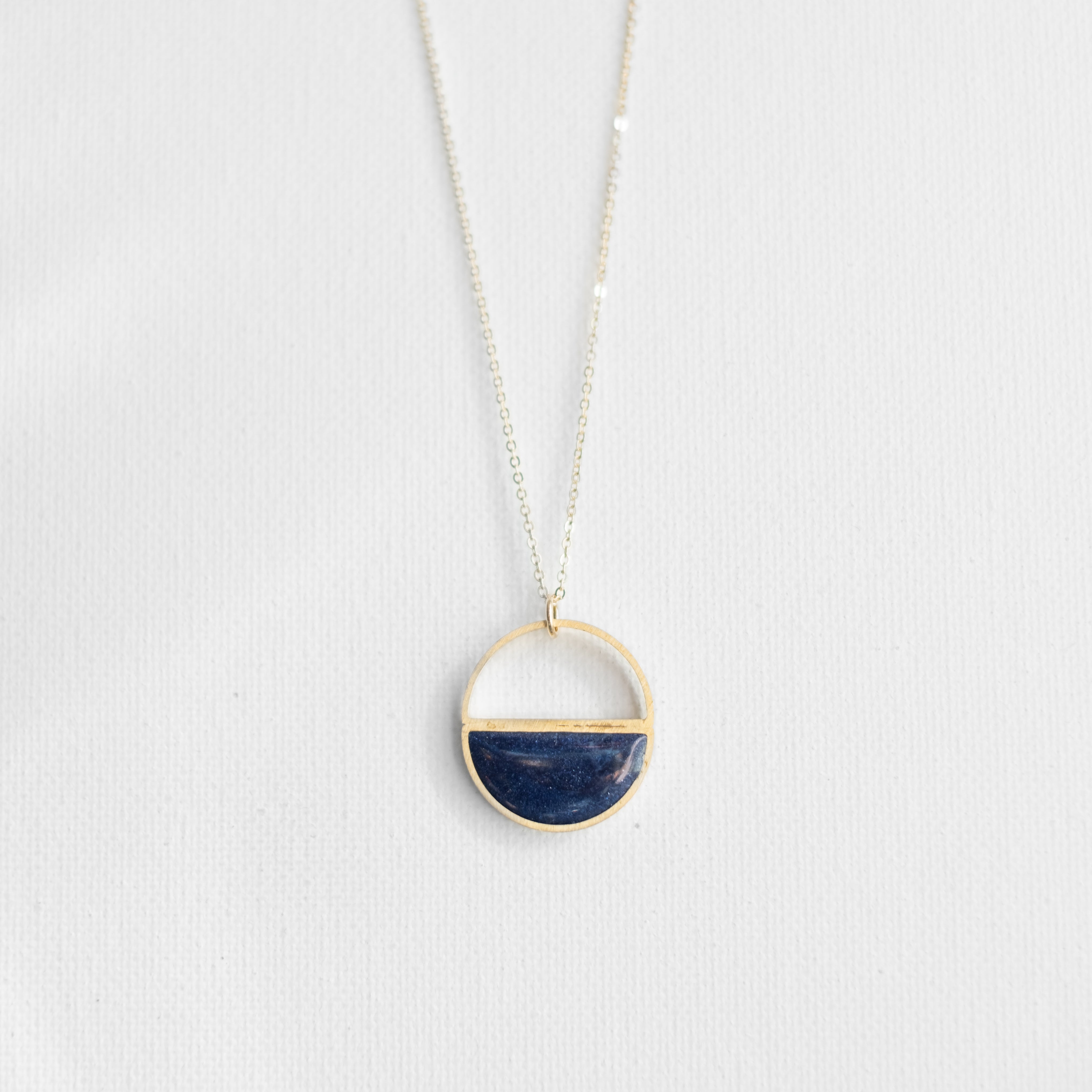 Navy Half Moon Necklace