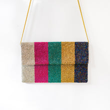 Load image into Gallery viewer, BEJEWELED STRIPES CLUTCH
