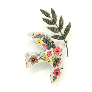 LITTLE BIRD BEADED BROOCH
