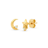 VINTAGE GOLD STAR AND MOON STUDS