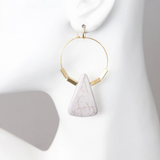 MAGNESITE TRIANGLE STONE HOOPS ON MANNEQUIN