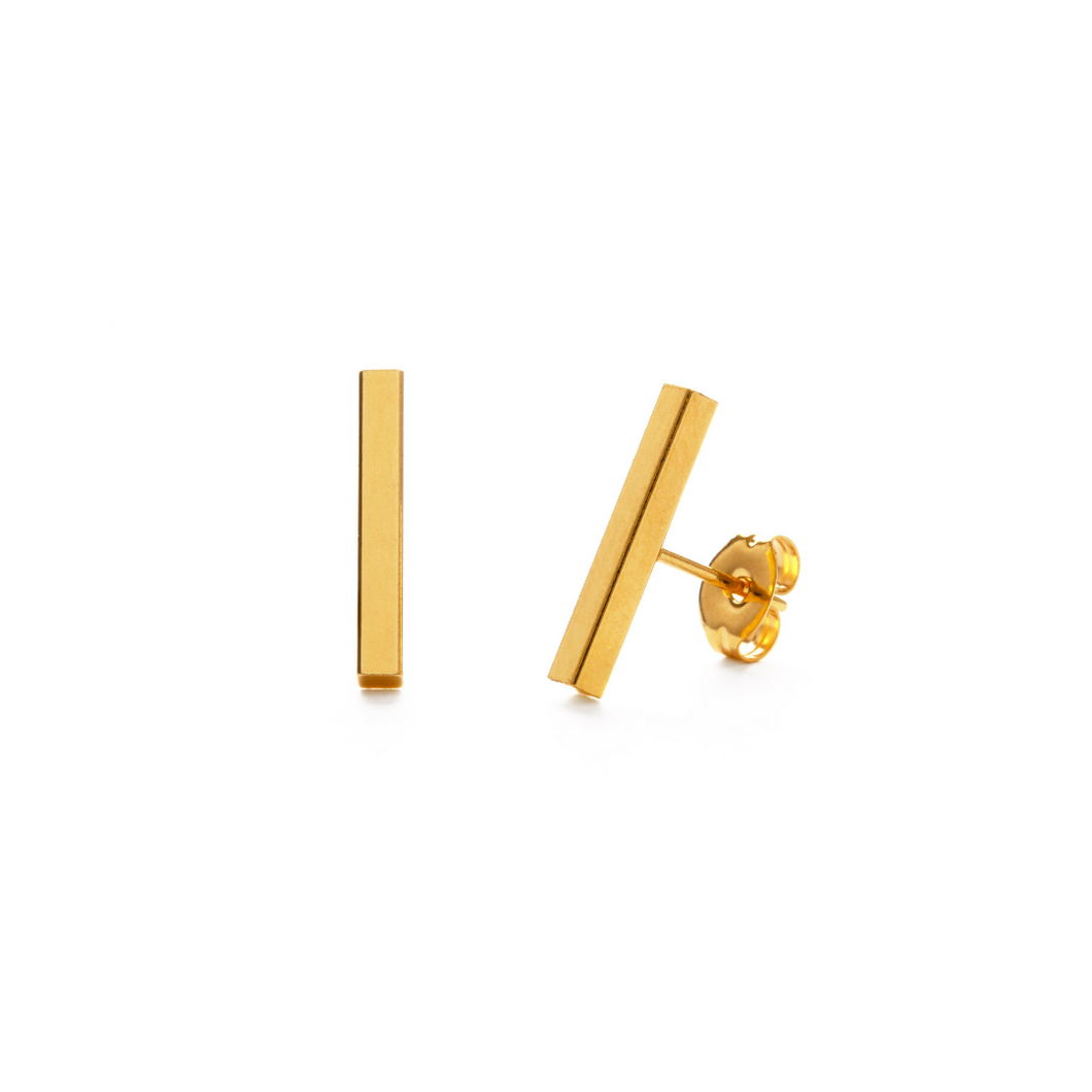 Gold Bar Stud Earrings