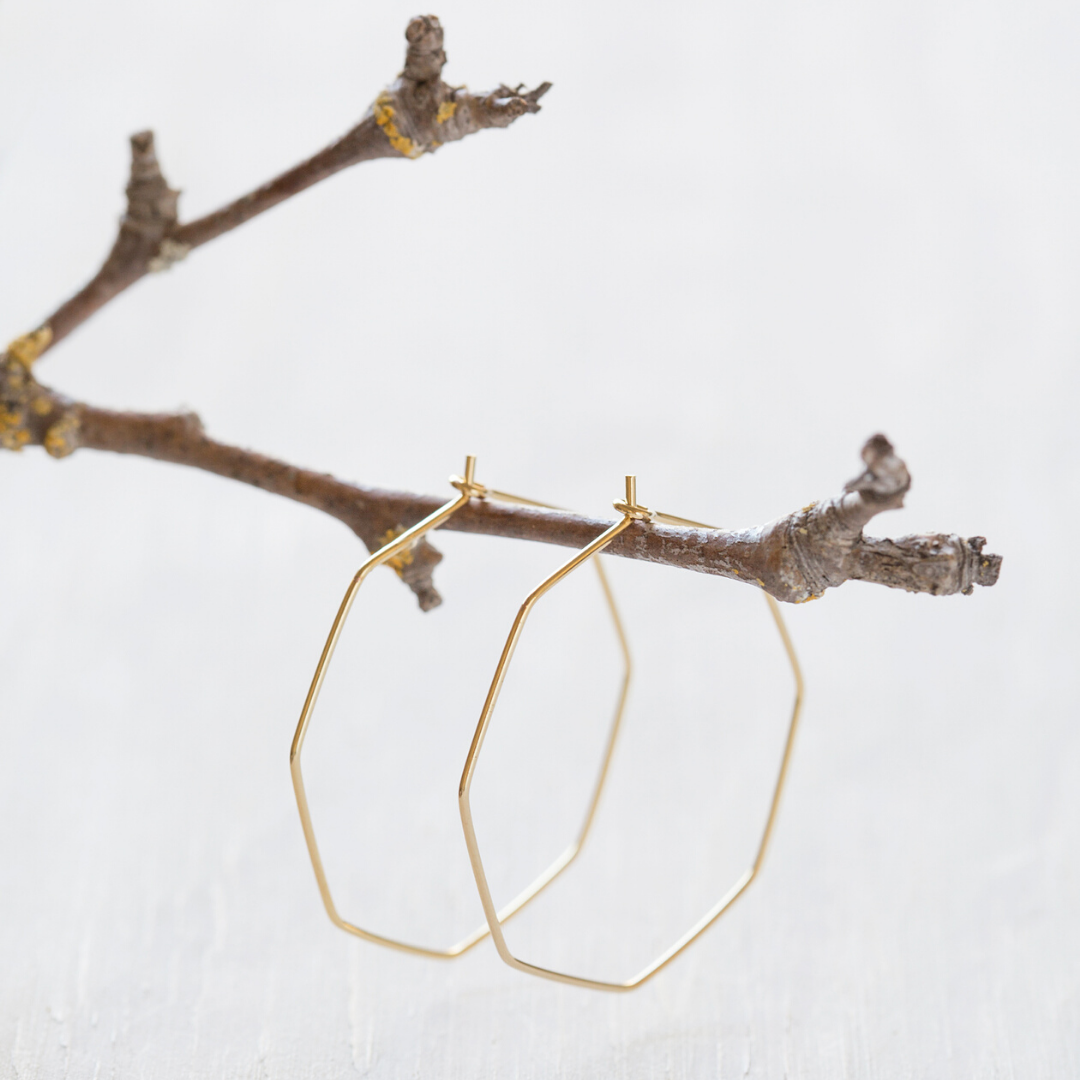 Octagon Hoops in Gold on Branch