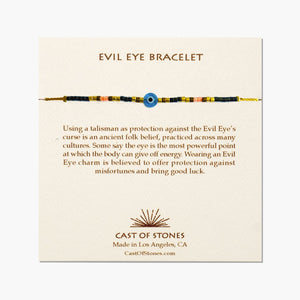 Turquoise, Coral & Night Iris Evil Eye Bracelet