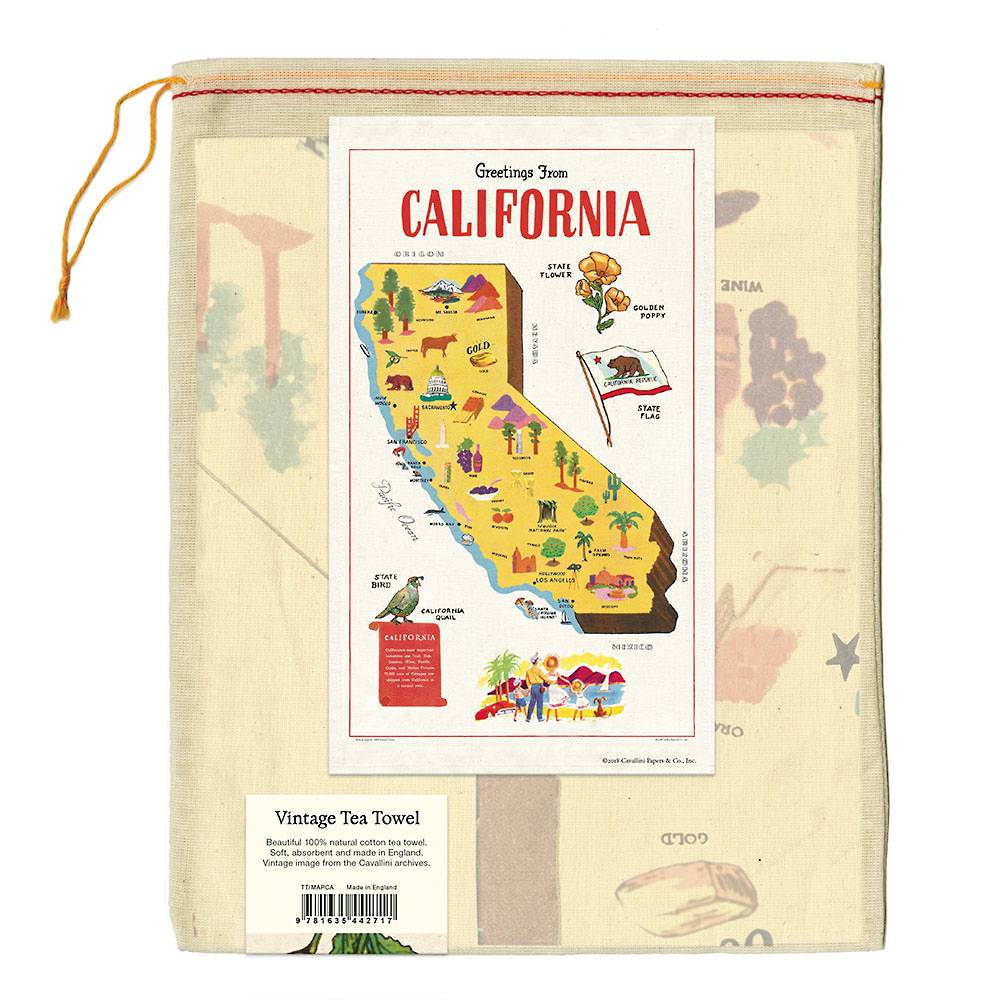 California Map Tea Towel in Pouch