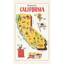 Load image into Gallery viewer, California Map Tea Towel
