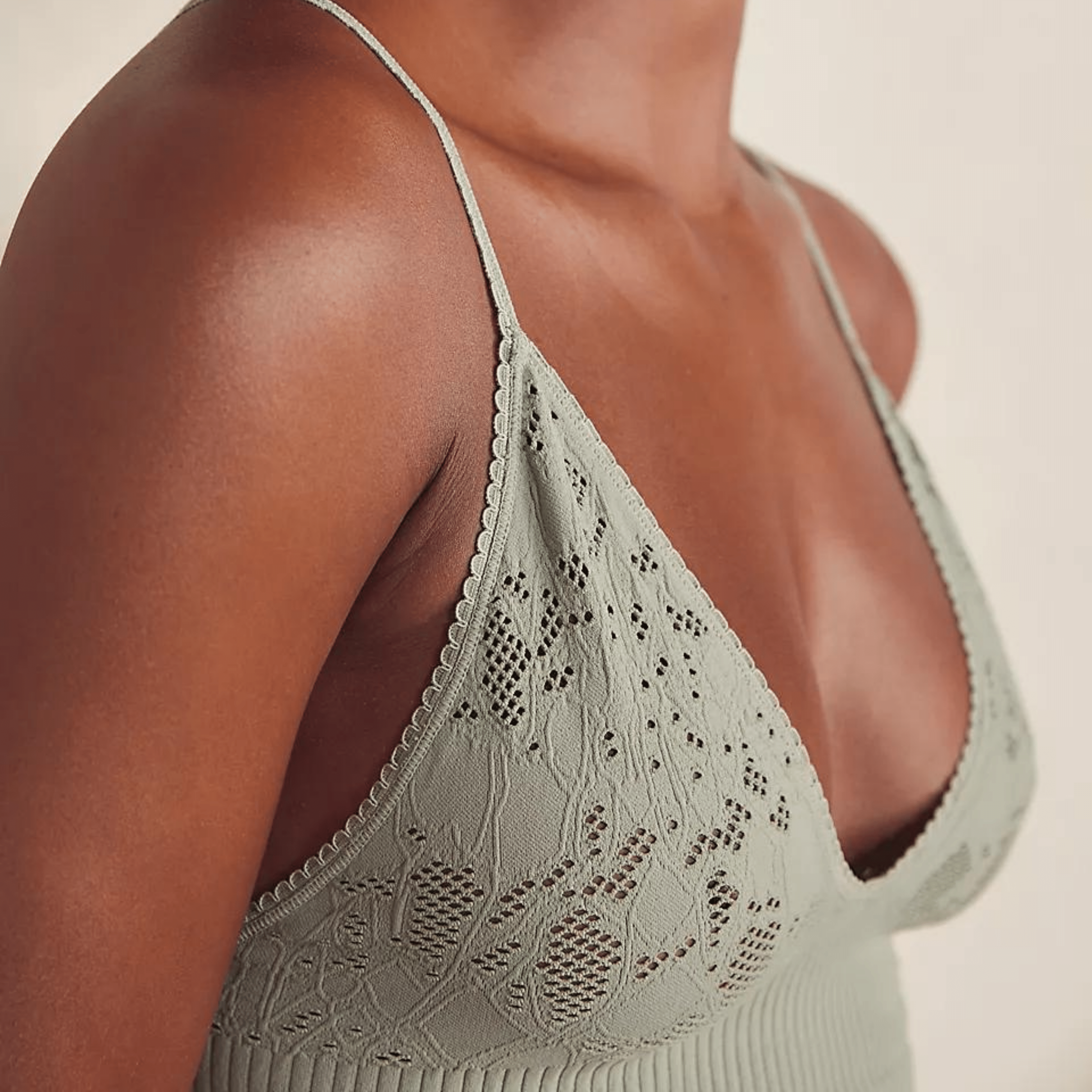 Feels Right Bralette in Washed Army on Model