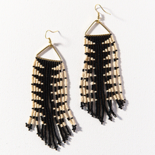 Load image into Gallery viewer, Black &amp; Ivory Arrow Fringe Earrings
