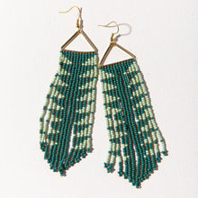 Load image into Gallery viewer, Teal &amp; Mint Arrow Fringe Earrings
