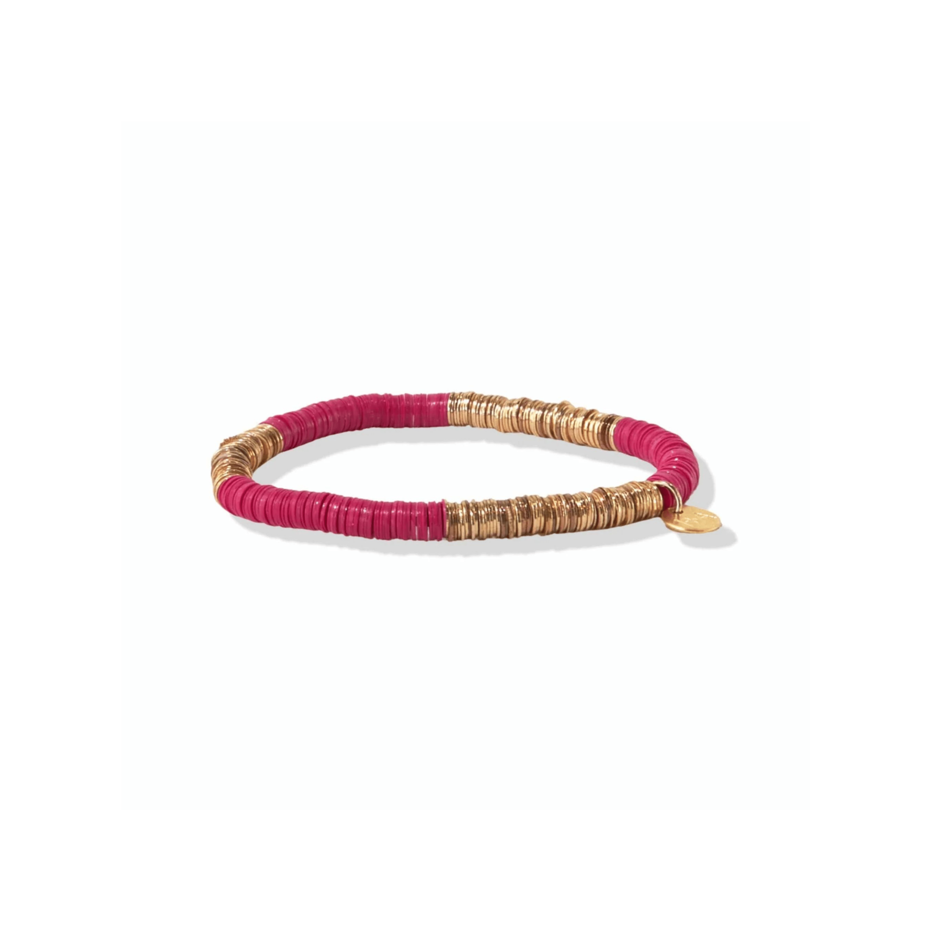 Hot Pink & Gold Sequin Stretch Bracelet