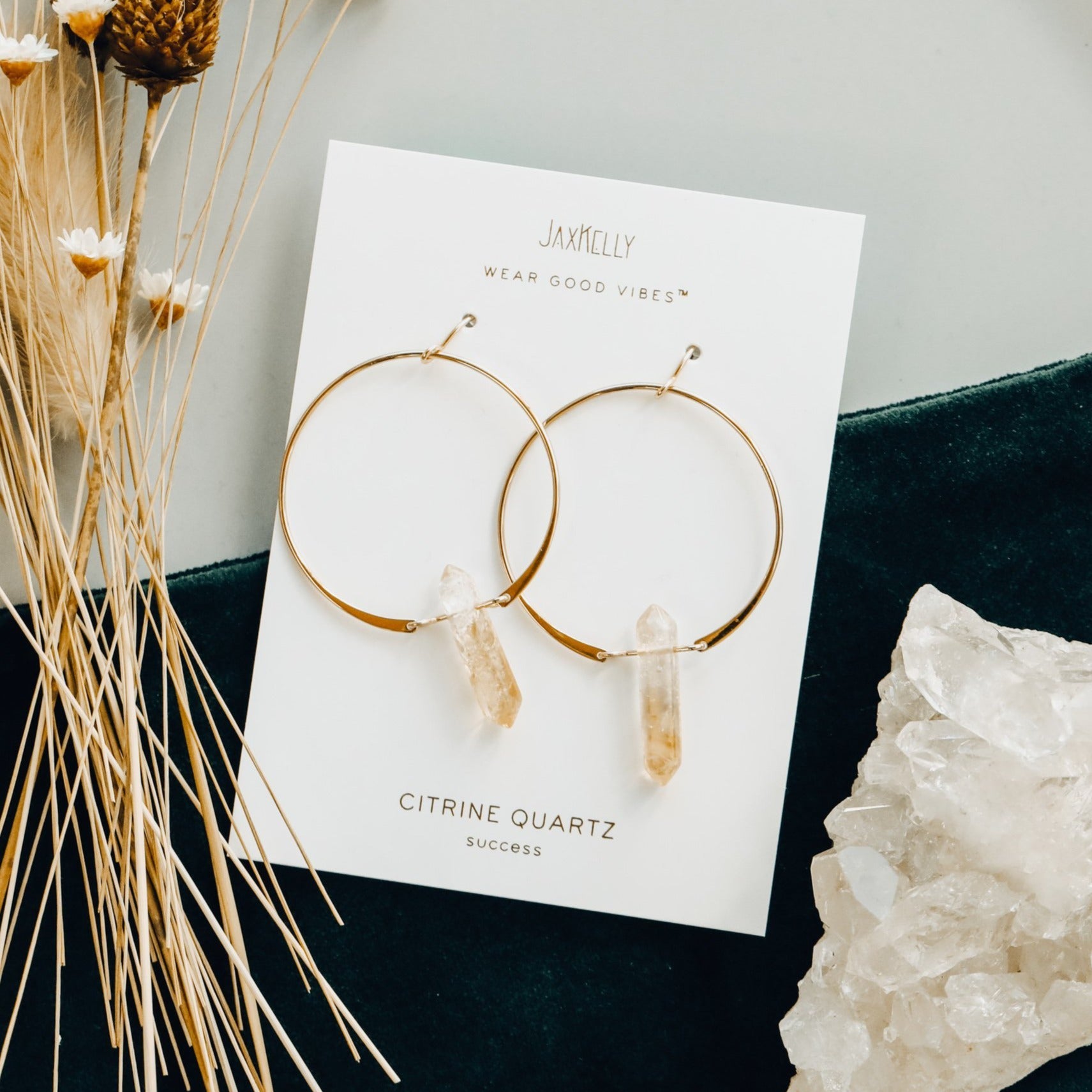 Citrine Hoops on Backing