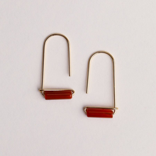 Load image into Gallery viewer, Carnelian Agate Gemstone Drop Earrings
