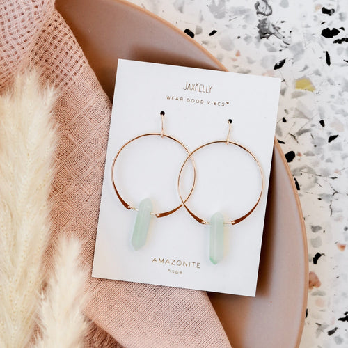 Amazonite Hoops on Backing