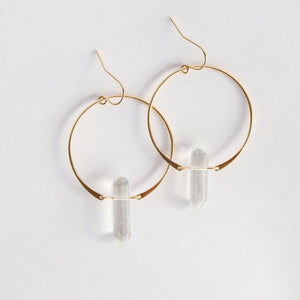 Clear Quartz Hoops