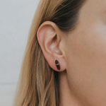 Smoky Quartz Mineral Point Earrings on Model